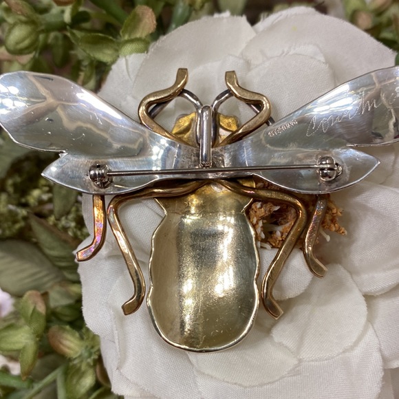 Vintage Sterling GP Courtney Design Brooch/Pendant with a bale Large 3 1/4” x 2” - Picture 7 of 10